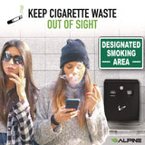Alpine Industries Wall-Mounted Safe Cigarette Disposal Station Outdoor Ashtray, Stainless Steel, Black (ALHALP49001BLK) Each