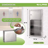 Alpine Industries Recessed Commercial Paper Towel Dispenser with 2 Gal Waste Receptacle, 28 x 4.3 x 14, Stainless Steel (ALHALP495) Each