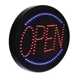 Alpine Industries LED Oval Open Sign, 23 x 14, Black Frame, Blue/Red Graphics (ALHALP49702) Each