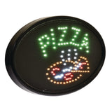 Alpine Industries LED Oval Pizza Sign, 23 x 14, Black Frame, Green/Orange/Red/White Graphics (ALHALP49707) Each