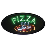 Alpine Industries LED Oval Pizza Sign, 23 x 14, Black Frame, Green/Orange/Red/White Graphics (ALHALP49707) Each