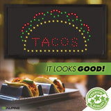 Alpine Industries LED Rectangular TACO Sign, 19 x 10, Black Frame, Green/Red/Yellow Graphics (ALHALP49711) Each