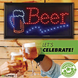 Alpine Industries LED Rectangular Beer Sign, 19 x 10, Black Frame, Blue/Green/Orange/Red/White Graphics (ALHALP49714) Each