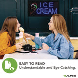 Alpine Industries LED Rectangular Ice Cream Sign, 19 x 10, Black Frame, Blue/Green/Orange/Red/White Graphics (ALHALP49713) Each