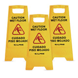 Alpine Industries Bilingual Caution Wet Floor Sign, 11.8 x 0.7 x 24.6, Yellow, 3/Carton (ALHALP4993) Case of 3