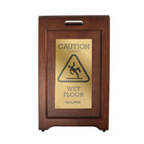 Alpine Industries 2-Sided Plated Wooden A-Frame Bilingual Wet Floor Sign, 15 x 2 x 24, Brass (ALHALP499BRA) Each