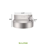 Alpine Industries Wall-Mounted Indoor/Outdoor Water Fountain, Single-Level, Non-Filtered, Non-Refrigerated, Silver (ALHALP70001) Each