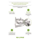 Alpine Industries Wall-Mounted Indoor/Outdoor Water Fountain, Single-Level, Non-Filtered, Non-Refrigerated, Silver (ALHALP70001) Each