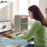 AdirOffice 11 Compartment Wood Mail Paper Sorter Literature Organizer, 11 Sections, Letter Size, 10.75 x 11.75 x 16.2, Medium Oak (ALHI50011MEO) Each