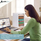 AdirOffice 11 Compartment Wood Mail Paper Sorter Literature Organizer, 11 Sections, Letter Size, 10.75 x 11.75 x 16.2, White (ALHI50011WHI) Each