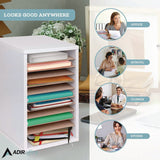 AdirOffice 11 Compartment Wood Mail Paper Sorter Literature Organizer, 11 Sections, Letter Size, 10.75 x 11.75 x 16.2, White (ALHI50011WHI) Each
