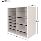 AdirOffice Wood Adjustable 16 Compartment Literature Organizer, 16 Sections, Letter Size, 20 x 11.8 x 21.4, White (ALHI50016WHI) Each