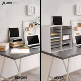 AdirOffice Wood Adjustable 16 Compartment Literature Organizer, 16 Sections, Letter Size, 20 x 11.8 x 21.4, White (ALHI50016WHI) Each