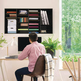 AdirOffice Wood Adjustable 36 Compartment Literature Organizer, 36 Sections, Letter Size, 39.3 x 11.8 x 23.9, Black (ALHI50036BLK) Each