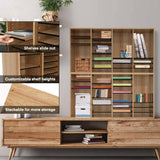 AdirOffice Wood Adjustable 36 Compartment Literature Organizer, 36 Sections, Letter Size, 39.3 x 11.8 x 23.9, Medium Oak (ALHI50036MEO) Each