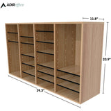 AdirOffice Wood Adjustable 36 Compartment Literature Organizer, 36 Sections, Letter Size, 39.3 x 11.8 x 23.9, Medium Oak (ALHI50036MEO) Each