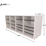 AdirOffice Wood Adjustable 24 Compartment Literature Organizer, 24 Sections, Letter Size, 39.3 x 11.8 x 16.3, White (ALHI50024WHI) Each