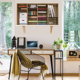 AdirOffice Wood Adjustable 36 Compartment Literature Organizer, 36 Sections, Letter Size, 39.3 x 11.8 x 23.9, Medium Oak (ALHI50036MEO) Each