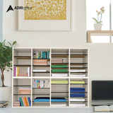 AdirOffice Wood Adjustable 24 Compartment Literature Organizer, 24 Sections, Letter Size, 39.3 x 11.8 x 16.3, White (ALHI50024WHI) Each