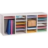 AdirOffice Wood Adjustable 24 Compartment Literature Organizer, 24 Sections, Letter Size, 39.3 x 11.8 x 16.3, White (ALHI50024WHI) Each