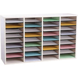 AdirOffice Wood Adjustable 36 Compartment Literature Organizer, 36 Sections, Letter Size, 39.3 x 11.8 x 23.9, White (ALHI50036WHI) Each