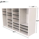 AdirOffice Wood Adjustable 36 Compartment Literature Organizer, 36 Sections, Letter Size, 39.3 x 11.8 x 23.9, White (ALHI50036WHI) Each