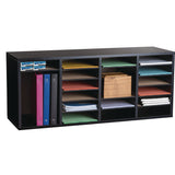 AdirOffice Wood Adjustable 24 Compartment Literature Organizer, 24 Sections, Letter Size, 39.3 x 11.8 x 16.3, Black (ALHI50024BLK) Each