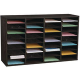 AdirOffice Wood Adjustable 36 Compartment Literature Organizer, 36 Sections, Letter Size, 39.3 x 11.8 x 23.9, Black (ALHI50036BLK) Each