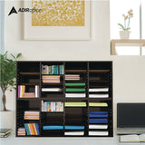 AdirOffice Wood Adjustable 24 Compartment Literature Organizer, 24 Sections, Letter Size, 39.3 x 11.8 x 16.3, Black (ALHI50024BLK) Each