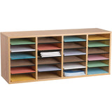 AdirOffice Wood Adjustable 24 Compartment Literature Organizer, 24 Sections, Letter Size, 39.3 x 11.8 x 16.3, Medium Oak (ALHI50024MEO) Each
