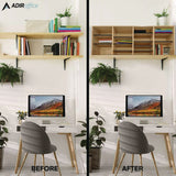 AdirOffice Wood Adjustable 24 Compartment Literature Organizer, 24 Sections, Letter Size, 39.3 x 11.8 x 16.3, Medium Oak (ALHI50024MEO) Each