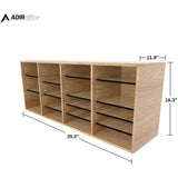 AdirOffice Wood Adjustable 24 Compartment Literature Organizer, 24 Sections, Letter Size, 39.3 x 11.8 x 16.3, Medium Oak (ALHI50024MEO) Each