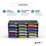 AdirOffice File Classroom Literature Organizer, 15 Sections, Letter Size, 32 x 13 x 17, Black (ALHI50115BLK) Each