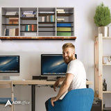 AdirOffice Wood Adjustable 24 Compartment Literature Organizer, 24 Sections, Letter Size, 39.3 x 11.8 x 16.3, White (ALHI50024WHI) Each