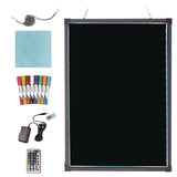 Alpine Industries LED Illuminated Hanging Message Writing Board, 23.6" x 31.5", Black Surface, Black Aluminum Frame (ALHALP49504) Each