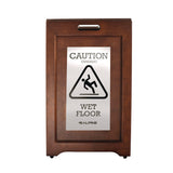 Alpine Industries 2-Sided Plated Wooden A-Frame Bilingual Wet Floor Sign, 15 x 2 x 24, Stainless Steel (ALHALP499SSB) Each
