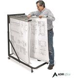 AdirOffice Blueprint Storage Cabinet Rolling Stand, Assorted Document Sizes Accomodated, 27" x 28.5" to 46.5" x 46" to 66", Black (ALHI613BLK) Each
