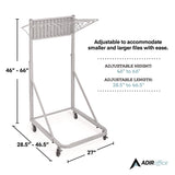 AdirOffice Blueprint Storage Cabinet Rolling Stand, Assorted Document Sizes Accommodated, 27" x 28.5" to 46.5" x 46" to 66", Gray (ALHI613) Each