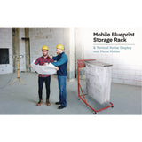 AdirOffice Blueprint Storage Cabinet Rolling Stand, Assorted Document Sizes Accomodated, 27" x 28.5" to 46.5" x 46" to 66", Red (ALHI613RED) Each