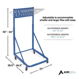 AdirOffice Blueprint Storage Cabinet Rolling Stand, Assorted Document Sizes Accomodated, 27" x 28.5" to 46.5" x 46" to 66", Blue (ALHI613BLU) Each