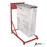 AdirOffice Blueprint Storage Cabinet Rolling Stand, Assorted Document Sizes Accomodated, 27" x 28.5" to 46.5" x 46" to 66", Red (ALHI613RED) Each