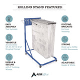 AdirOffice Blueprint Storage Cabinet Rolling Stand, Assorted Document Sizes Accomodated, 27" x 28.5" to 46.5" x 46" to 66", Blue (ALHI613BLU) Each