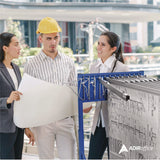 AdirOffice Blueprint Storage Cabinet Rolling Stand, Assorted Document Sizes Accomodated, 27" x 28.5" to 46.5" x 46" to 66", Blue (ALHI613BLU) Each