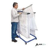 AdirOffice Blueprint Storage Cabinet Rolling Stand, Assorted Document Sizes Accomodated, 27" x 28.5" to 46.5" x 46" to 66", Blue (ALHI613BLU) Each