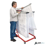 AdirOffice Blueprint Storage Cabinet Rolling Stand, Assorted Document Sizes Accomodated, 27" x 28.5" to 46.5" x 46" to 66", Red (ALHI613RED) Each
