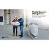 AdirOffice Blueprint Storage Cabinet Rolling Stand, Assorted Document Sizes Accomodated, 27" x 28.5" to 46.5" x 46" to 66", White (ALHI613WHI) Each