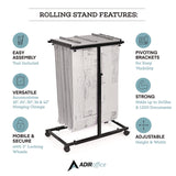 AdirOffice Blueprint Storage Cabinet Steel Vertical Plan Center, Assorted Document Sizes,15" x 27" to 47.25" x 32.5" to 57", Black (ALHI614BLK) Each