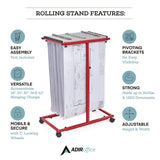 AdirOffice Blueprint Storage Cabinet Steel Vertical Plan Center, Assorted Document Sizes, 15" x 27" to 47.25" x 32.5" to 57", Red (ALHI614RED) Each