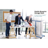 AdirOffice Blueprint Storage Cabinet Steel Vertical Plan Center, Assorted Document Sizes, 15" x 27" to 47.25" x 32.5" to 57", Blue (ALHI614BLU) Each