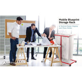 AdirOffice Blueprint Storage Cabinet Steel Vertical Plan Center, Assorted Document Sizes, 15" x 27" to 47.25" x 32.5" to 57", Red (ALHI614RED) Each